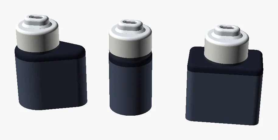 The collar concept, a short white puck with a mouthpiece, on the wedge, round and box vapes.
